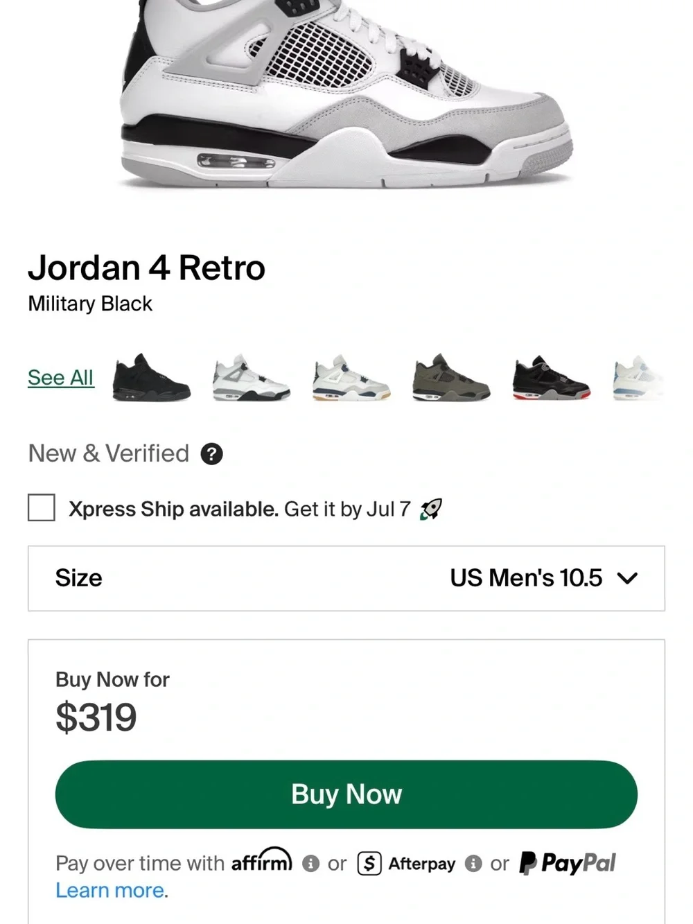 Air Jordan 4 Retro 'Military Black'